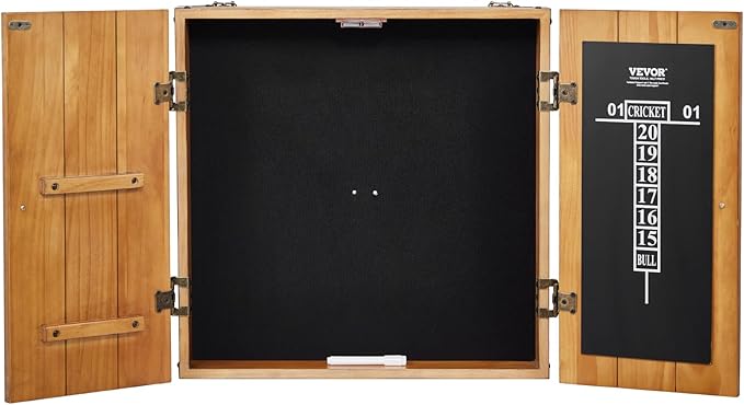 VEVOR Dart Board Cabinet Set, Multiple Styles Ready-to-Play Bundle Official Size, Steel Tip Dart Hideaway Cabinet, Features Easy Assembly, Complete with All Accessories, Perfect for Cricket Games