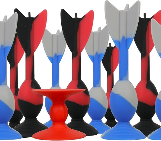 4.7 "Large Size 10 Pack Silicone Suction Colorful Darts with 1 Bullseye Sucker Sports Throwing Game Toy Set, Outdoor Indoor Game Sports