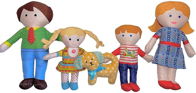 Happy Family Soft Figure Doll Set with House | Cute Plush Toys for Girls & Boys, Toddlers 1-3