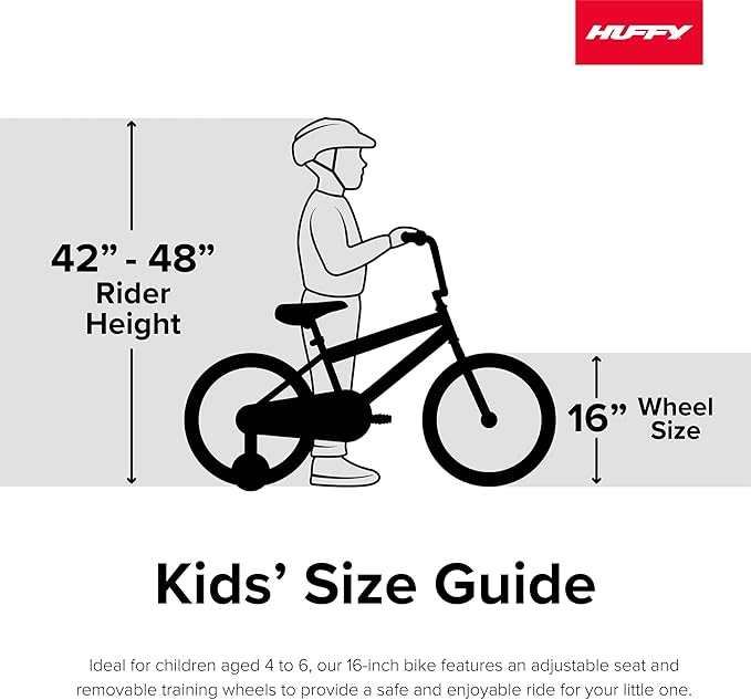 Huffy Disney and Marvel 12/16 Inch Boy's Bike for Kids, Multiple Color Options and Designs Available, Ideal for Ages 3+ Years Old, Removable Training Wheels, Adjustable Seat, Simple Coaster Brake