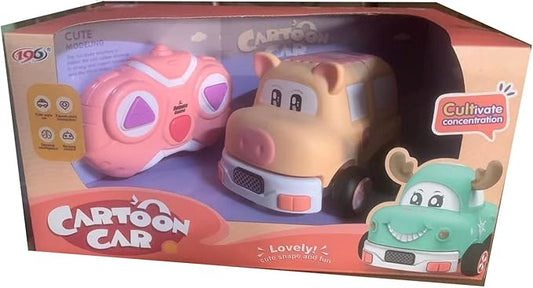 Kii Cute Cartoon RC Car with Music for Kids Toy Car Soft Rubber Safe Play Radio Remote Contral for 3 Years + Pig