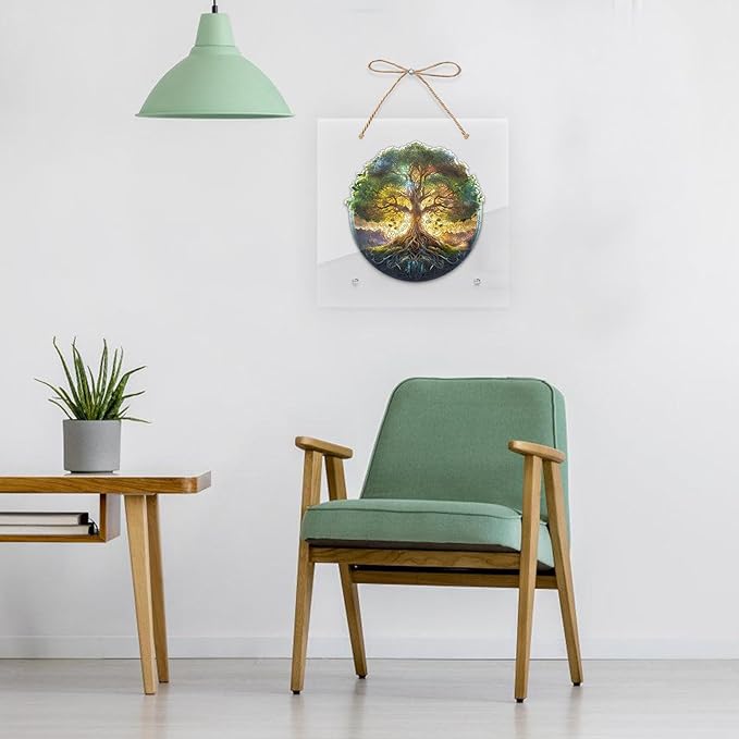 Green Tree of Life Wooden Jigsaw Puzzle for Adult and Kids 300 Pcs Unique Shape Multicolor Wood Storage Box Challenge Brain Teaser Family Game Creative Gift for Friends Rompecabezas Madera