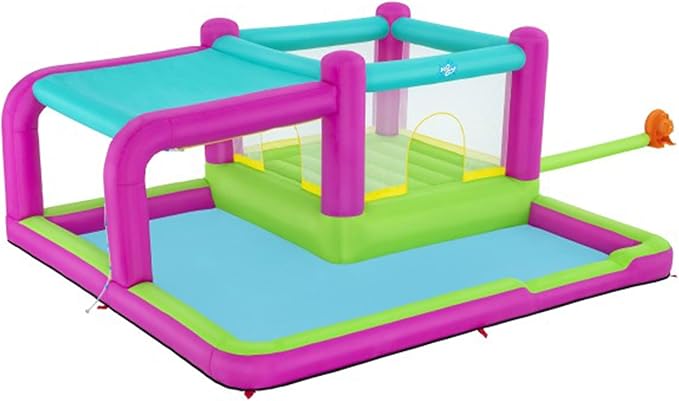 Bestway H2OGO! Bouncin' Bay Kids Inflatable Mega Water Park Outdoor Splash Pool Built-In Bouncer and Shower Sprayer Play Center with Air Blower