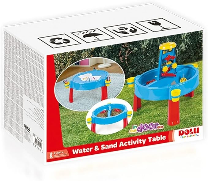 : 3-in-1 Activity Sand & Water Play Table – Blue & Red - Indoor & Outdoor Table W/Lid, Muti-Purpose, Craft Table, Store Toys, 29" H, Kids Ages 2-8