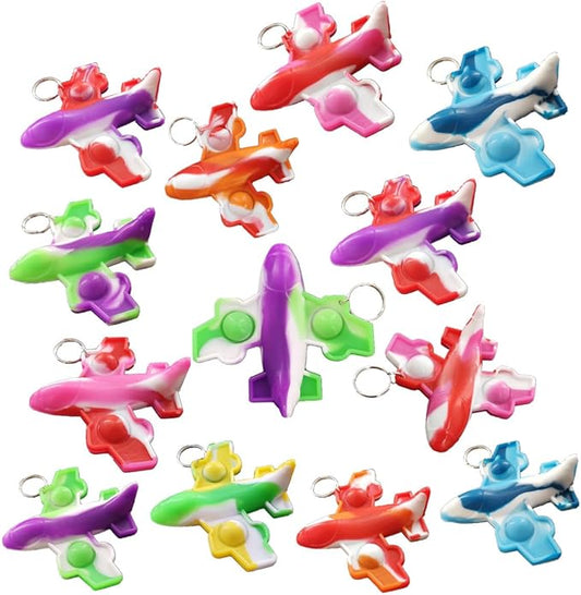 100 Packs Bulk Airplane Push Rainbow Bubble Mini Pop Fidget for Boy Girls Kids, Birthday Party Favors Supplies Classroom Summer Student Prize Gifts