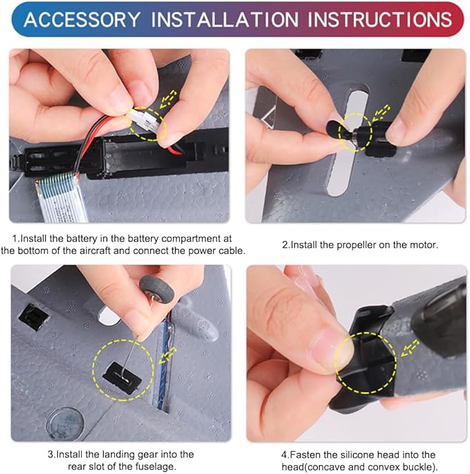 Remote Control Plane RTF J-20 Fire Fang 2.4Ghz 6-axis Gyro RC Airplane with Light Strip, Jet Fighter Toy Gift for Kids Beginner (Stealth White)