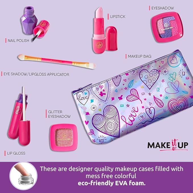 Pretend Play Kids Makeup Kit I Toddler Girl Toys Make Up Set with Cosmetic Bag I Toddler Makeup Kit for Toddler Vanity I Pretend Makeup Kit for Girls Gifts I Play Makeup Kit for 2 Year Old & Up