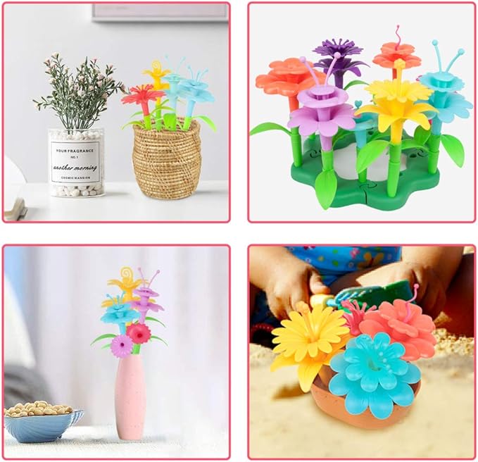 CENOVE Toddler Toys for 3 4 5 6 7 Year Old Girls and Boys,Flower Garden Building Toy with Carry Box, STEM Toys for Preschool Children Educational Activity