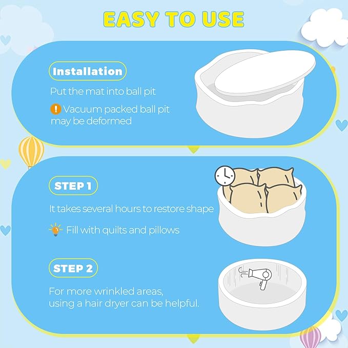 Baby Ball Pit 35.4" Soft Round Memory Foam Ball Pits NOT Included Balls Indoor Outdoor Playpen for Babies Toddlers Kids Great Gift for Girls Boys, White