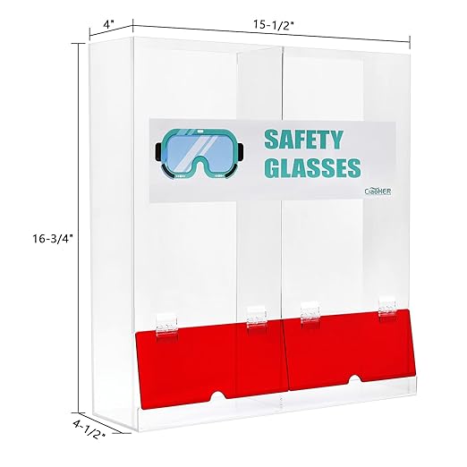 CiaoHER Large Wall Mount Acrylic Safety Glasses Dispenser, 2 Compartment
