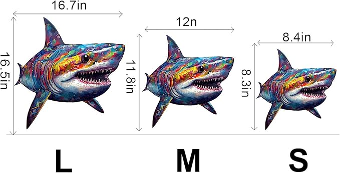WOODBESTS Wooden Puzzle for Adults, Shark Puzzle (L, 300pcs, 16.7"x16.5") Beautiful Wooden Box, Wooden Jigsaw Puzzles Unique Shape, Birthday Gifts for Adults and Kids Family Game