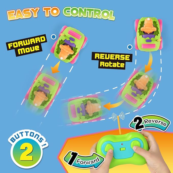 Nueplay Remote Control Car for Toddler Age 2 3 4 5, Electric RC Toys with Light & Music, Toddler Dinosaur Toys, Dino Figures Truck Race Vehicles, Christmas Birthday Gift for Boys & Girls