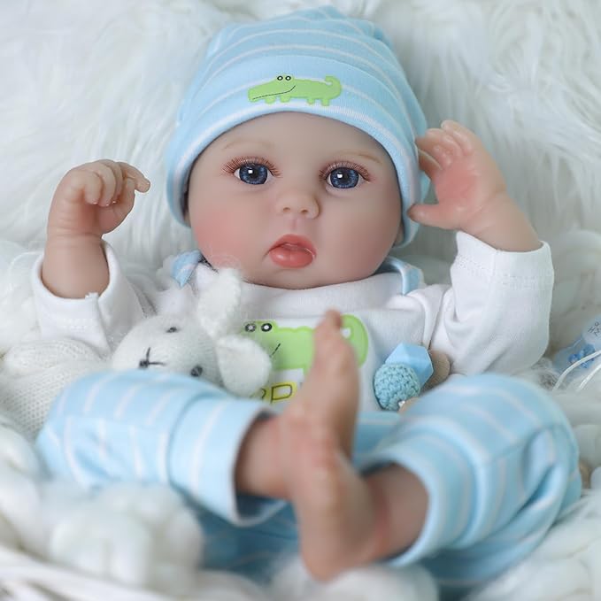 SCOM Lifelike Reborn Baby Dolls - 16 inch Realistic Baby Toddler Dolls Soft Cloth Body Vinyl Limbs, with Clothes and Doll Accessories Gifts for Kids Age 3+