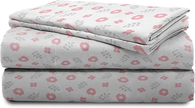 Saturday Park Cutout Floral Full Sheet Set - 4 Piece 100% Organic Cotton Sheets - GOTS & Oeko-TEX Certified