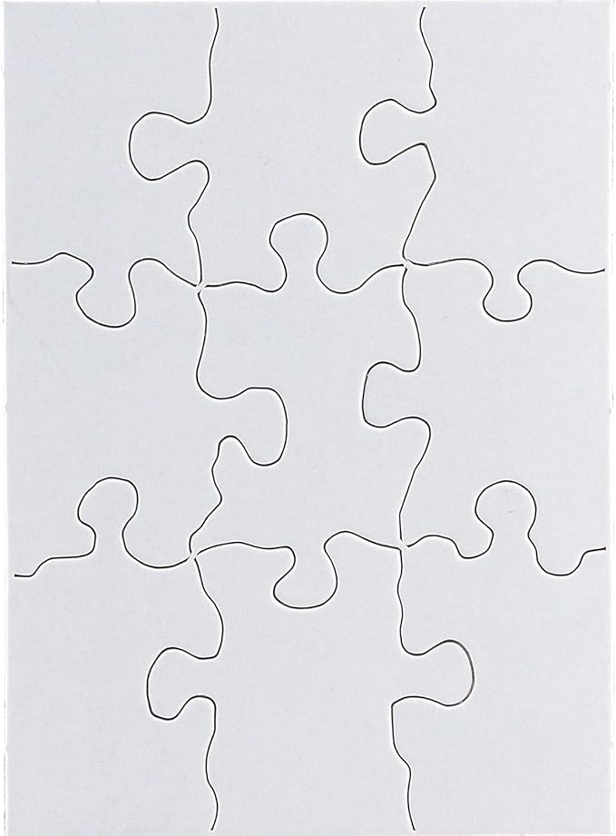 24 Blank Jigsaw Puzzles – 4 x 5.5 Inch, 9 Pieces Each – Hygloss DYI party invites, Perfect for Decorating, Kids' Activities, Arts & Crafts or Party Favors - Puzzle Pieces to Draw On for Crafts