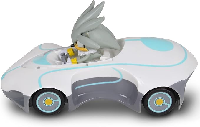 Sonic Team Sonic Racing RC: Silver - NKOK (682), 1:28 Scale 2.4GHz Remote Controlled Car, 6.5' Compact Design, Officially Licensed Sega Sonic The Hedgehog, Battery Powered, Ages 6+
