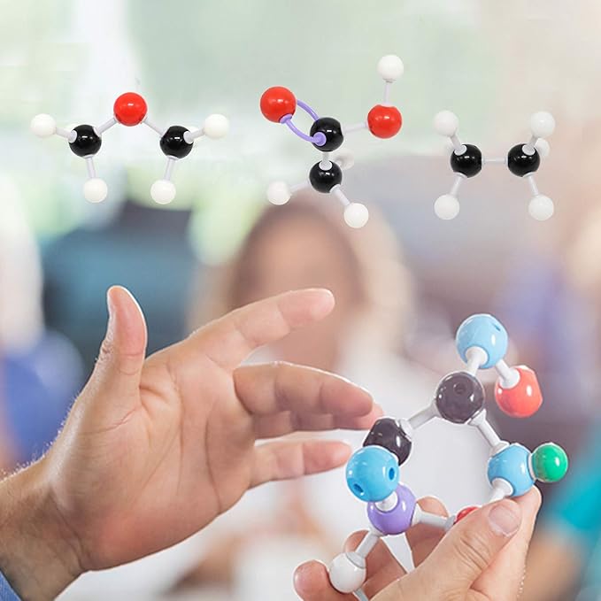 RELIANCER Molecular Model Kit,444PCS Organic Molecular Chemistry Set w/C60,Atoms,Bonds,Molecular Structures Building Kit for Chemistry Learning,STEM Science Kits for Teachers,Students,Young Scientists
