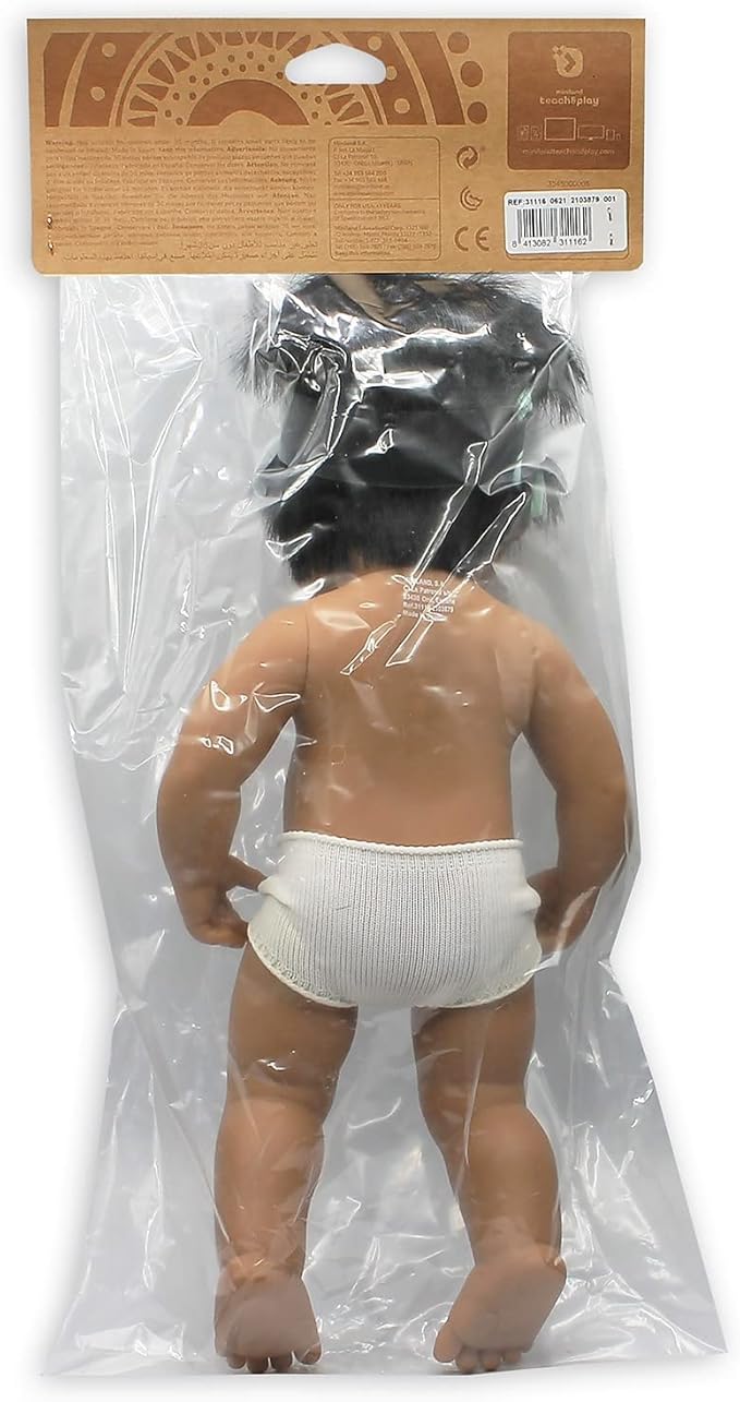 Miniland Doll 15'' Hispanic Boy with Hearing Implant (Polybag) - Made in Spain, Anatomically Correct, Quality, Inclusion