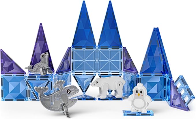Magnetic Tiles Frozen Toys Magnetic Building Blocks for Toddlers, Arctic Animals Magnet Tiles Set for Age 3 4 5 6 Kids, 30PCS Stem Educational Toys for Girls Boys, Gift for Birthday Christmas Party