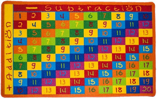 Kids Rug Addition Chart Area Rug 3' x 5' (3'3" X 4'9") (39" x 56") (99cm x 142cm) Non Slip Gel Backing
