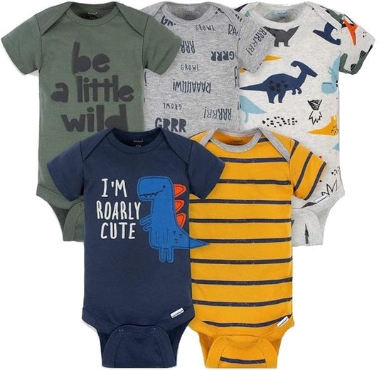Gerber Baby Girls' 5-Pack Short Sleeve Variety Onesies Bodysuits