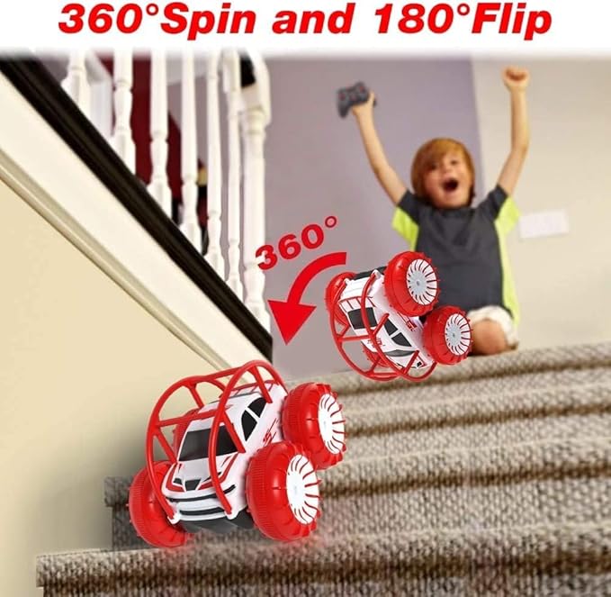 MaxTronic Amphibious Remote Control Car for Kids,Rechargeable RC Stunt Car Toy 2.4Ghz 360° Flips Rotation 15KM/H 4WD All Terrain Offroad Truck for Girls Boys 3 4 5 6 7 8 9 10 11 12