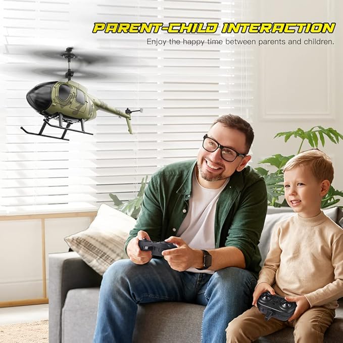 VATOS Remote Control Helicopter for Kids, Camouflage RC Helicopter, 2.4GHz Radio Controlled Airplane with Gyro 3 Channel Indoor Toy, One-Key Take-Off, Gift for Boys Adults