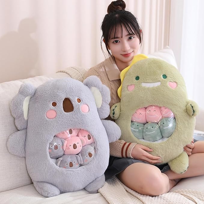 ARELUX Cute Sloth Plush Pudding Pillow:Snack Pillow Toys Bag Removable Stuffed Animal 8Pcs Sets Creative Plush,Soft Koala Plushie Animal Throw Pillow,Dolls Friends Family Member