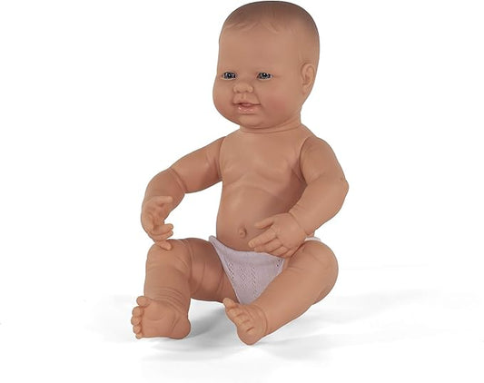 Miniland Doll 15 3/4'' Newborn Caucasian Boy - Made in Spain, Anatomically Correct, Quality