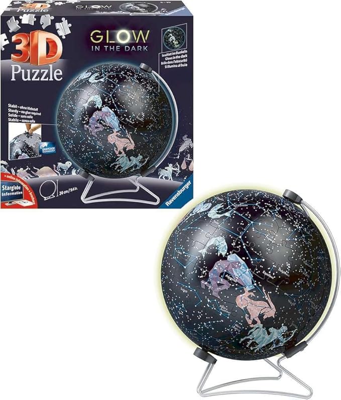 Ravensburger Puzzle-Ball Starglobe with Glow-in-The-Dark Edition: 180 Piece 3D Jigsaw Puzzle for Kids 11544 - Easy Click Technology Means Pieces Fit Together Perfectly