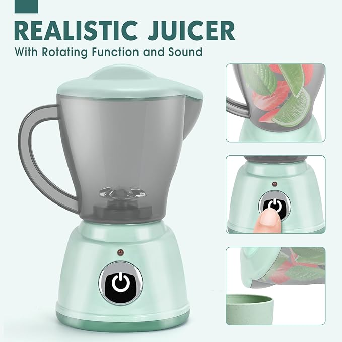 Play Kitchen Appliances Toy Set with Coffee Maker Machine, Mixer, Toaster, Blender, Kids Kitchen Playset, Play Kitchen Accessories with Sound & Light, Birthday Gifts for Kid Girls Ages 3-5 4-8