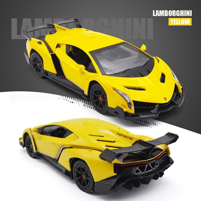 QUN FENG Remote Control RC CAR Racing Cars Compatible with Lamborghini Veneno Officially Licensed 1:24 Toy RC Cars Model Vehicle for Boys 6,7,8 Years Old,Yellow
