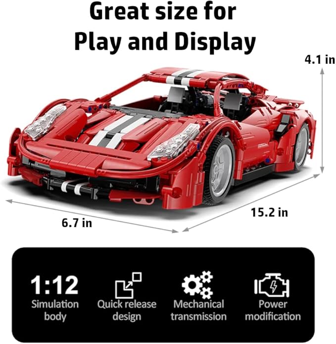 WISEPLAY Car Building Kits for Adults and Kids - Collectible Car Models Kits to Build for Adults - Technic Set 1:12 Scale 1126 Pieces - Great Easter and Birthday Gift