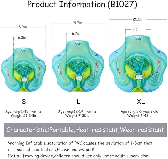 Swimming Ring with Adjustable Seat Pocket,Baby Swimming Pool Floats,Removable Floating Ball,New Upgrade Baby Swim Ring for Ages 6-36 Months Infant Toddler