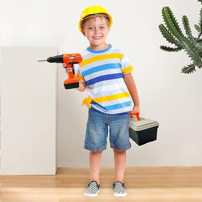 Kids Tool Set – 48 Piece Toddler Tool Set with Electronic Toy Drill& Tool Box,Pretend Play Kids Toys,Construction Kits Toys for Kids Ages 3 4 5 Years Old, Toddler Boy