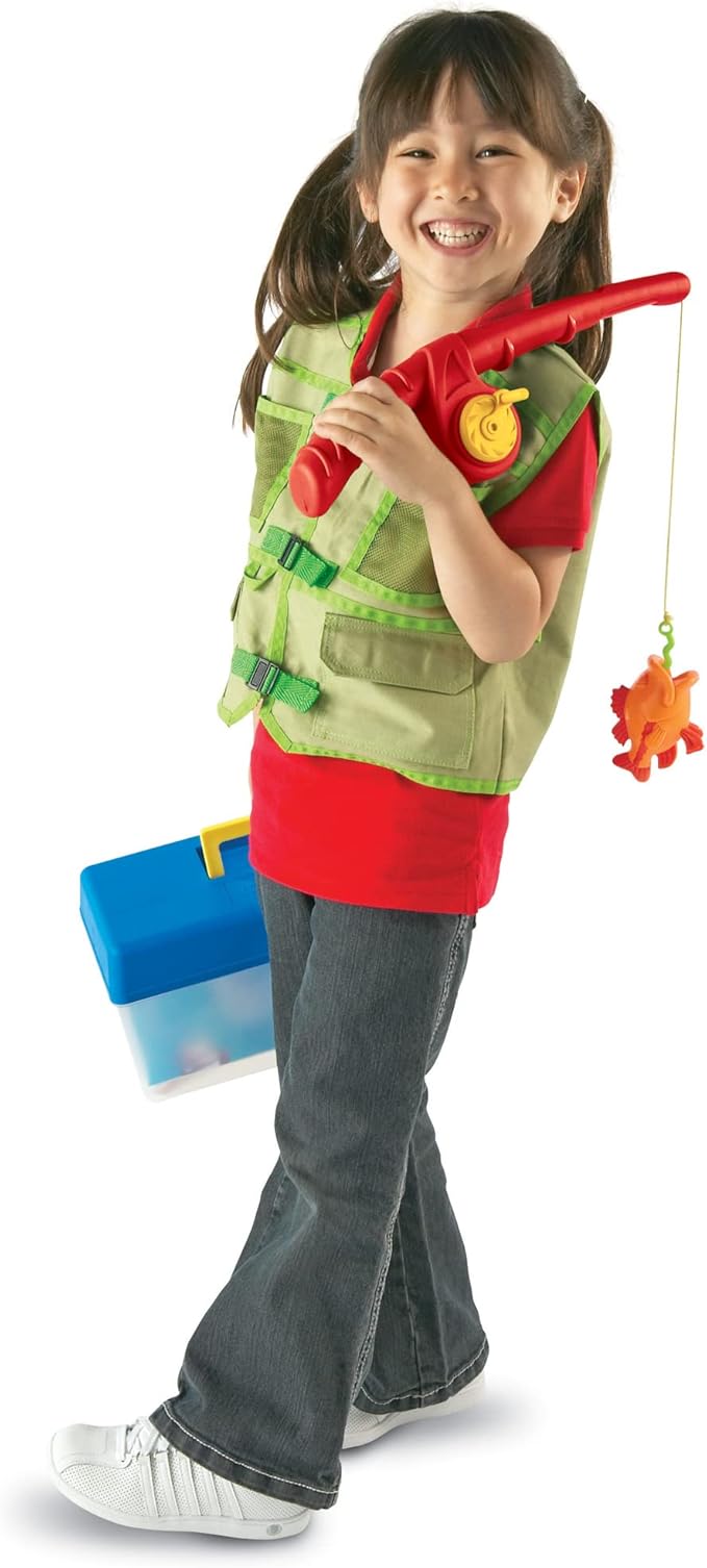 Learning Resources Pretend & Play Fishing Set - 11 Pieces, Ages 3+ Toddler Pretend Play Toys, Preschool Learning Toys, Fishing Pole for Kids, Fisherman Costume