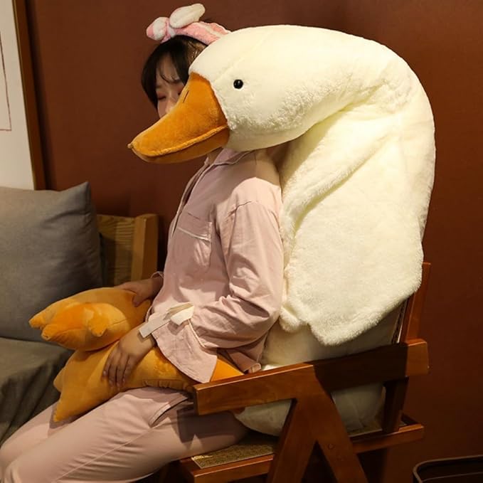 Giant Goose Stuffed Animal, 62.9 Inch Soft White Goose Plush Pillow, Cute Duck Plush Toy Swan Plushie Doll Sleeping Hugging Pillows Gift for Girls Boys