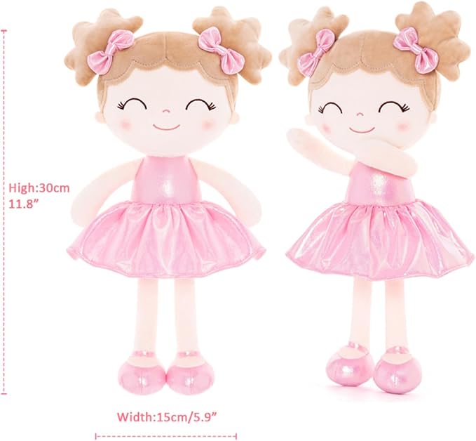 Gloveleya Baby Girl Gifts Baby Dolls Soft Baby Dolls Baby Dolls First Baby Doll Plush Baby Doll Soft Doll Curvy Illusion Girl Pink 12inches