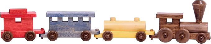 AmishToyBox.com Wooden Train Toy Play Set - 24" Long - CPSIA-Approved Finish (Circus Splash)
