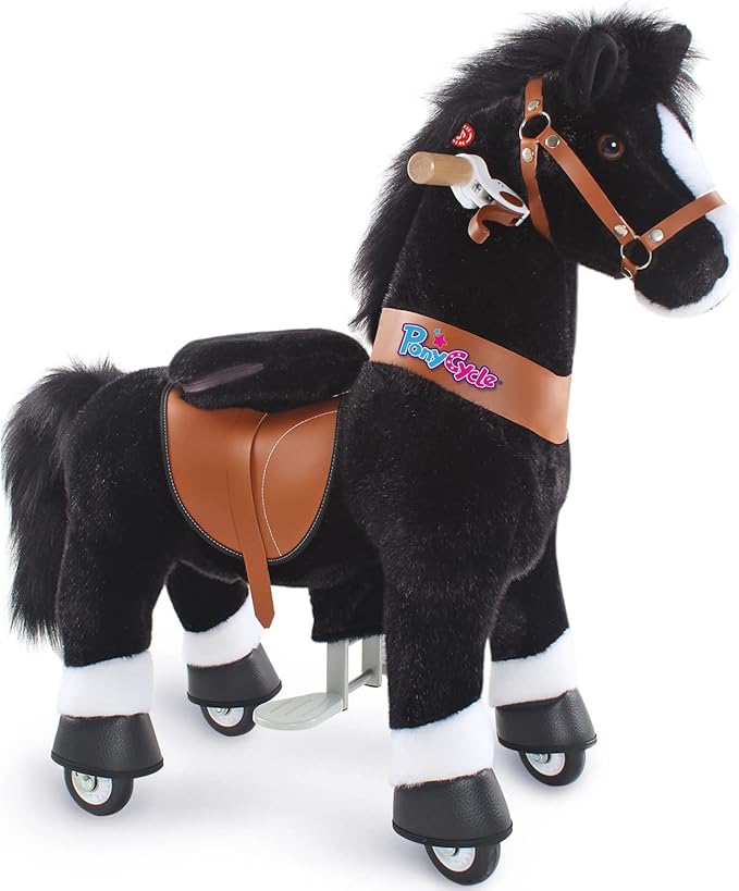 Ponycycle Kids Ride Horse Riding Horses for 3-4 Years Old Horse Ride on Toy with Brake(30" Height/Size 3 Classic Model U) Children Ride-on Pony with Wheels Plush Giddyup Boys & Girls Gifts Ux326
