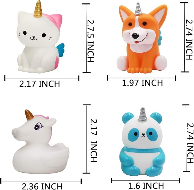 Unicorn Bath Toys Light Up Floating Rubber Toys(8 Packs),Flashing Color Changing Light in Water,Baby Infants Kids Toddler Child Preschool Bathtub Unicorn Bathroom Toy …