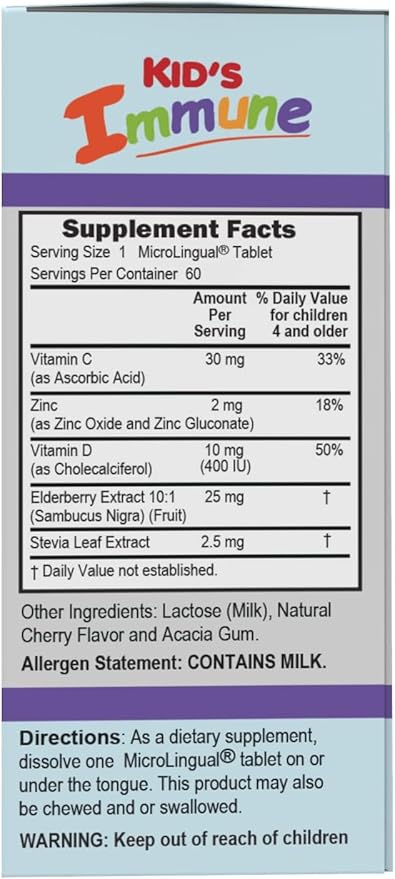 Superior Source Kid's Immune Clean Melts - Immunity Support Supplement - Contains Vitamin C, Vitamin D3, Zinc & Elderberry Extract - Non-GMO & Gluten-Free - 60 MicroLingual Dissolvable Tablets