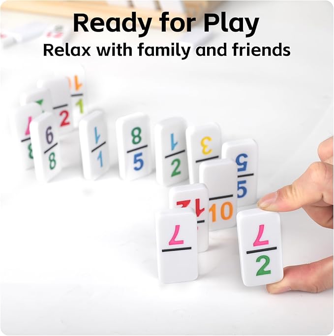 Mexican Train Dominoes Double 15 Set | 136 Colored Number Tiles with Lightweight EVA Case | Family & Adult Strategy Board Game for Travel