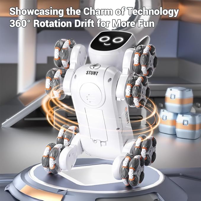 4WD Stunt Remote Control Robot, Multi Function RC Car Toys for Kids, Eight Wheeled Robot Dog with Music & Light, Children Birthday Gift for 8+ Years Old Kids