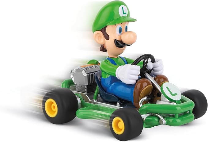 Carrera 200984P RC Official Licensed Mario Kart Pipe Kart Luigi1:18 Scale 2.4 Ghz Remote Radio Control Car with Rechargeable LiFePO4 Battery - Kids Toys Boys/Girls