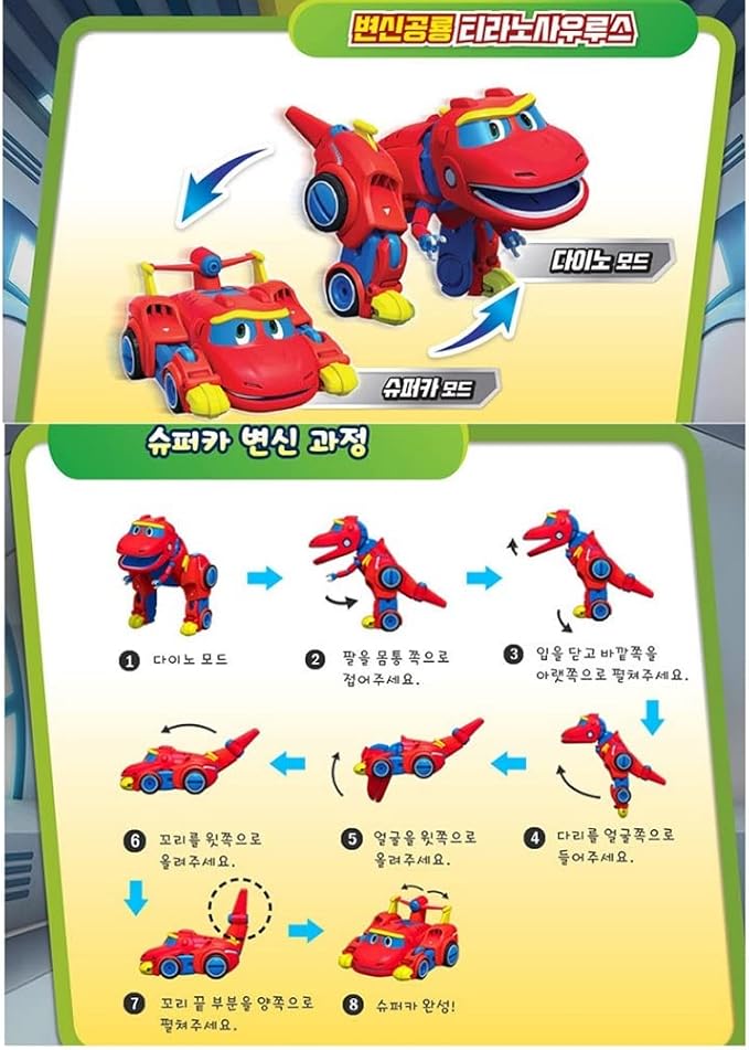 Go Go Dino REX TOMO Viki PING LOCKY and Storm Transformation Dinosaur Mini Robot Set of 6