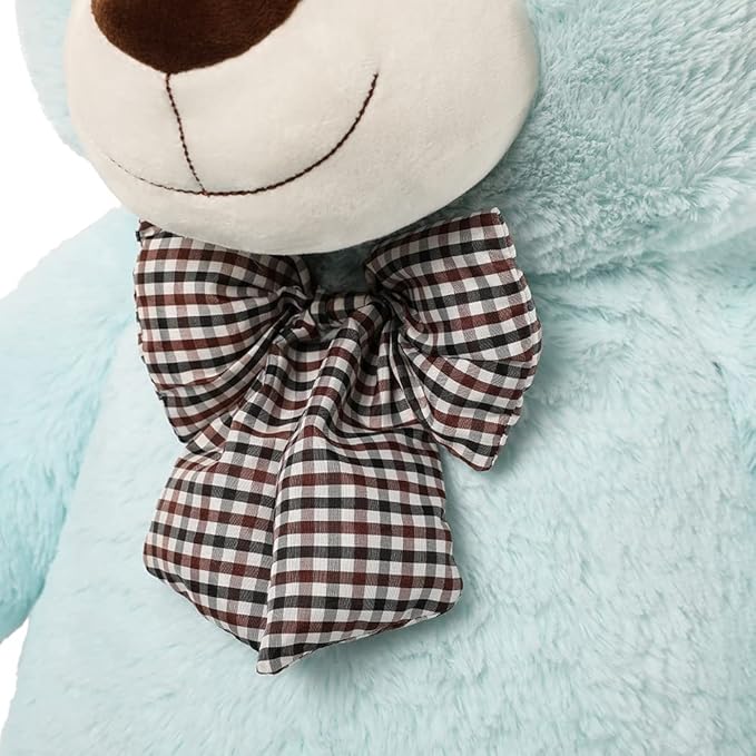 MorisMos Bow Tie Giant Teddy Bear 4 Feet, 47inch Big Teddy Bear Stuffed Animal Plush for Girlfriend, Boyfriend, Light Blue