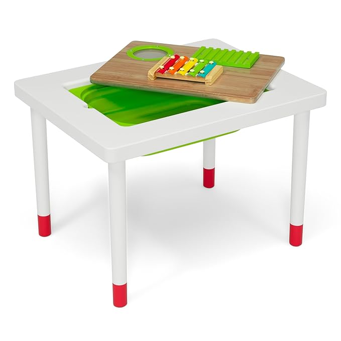Delta Children Compact Play & Learn Sensory Table for Kids – Includes Musical Instruments - Use as Sand Table/Sensory Table/Activity Table/Montessori Toy, White/Natural