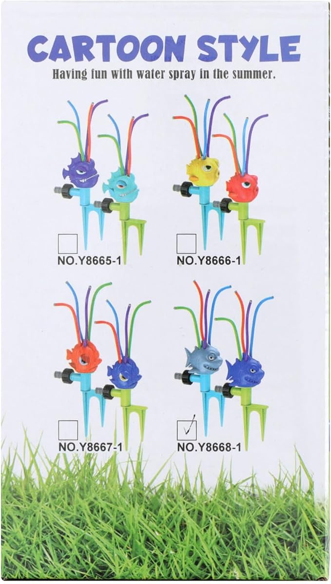 MoKo Water Sprinkler for Kids, Piranha Toddler Outdoor Toys with 4 Wiggle Tubes and Hose Clamp, Outdoor Play Toys Spray Up to 8ft, Summer Water Toys Sprinklers for Yard Lawn Garden Pool, Blue