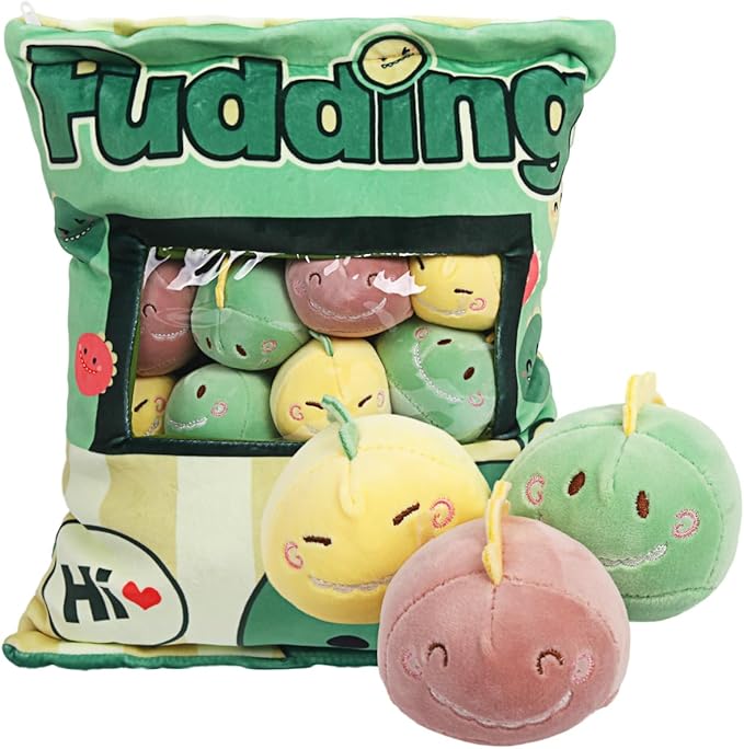 ARELUX Cute Dinosaur Plush Pudding Pillow:Snack Pillow Toys Bag Removable Stuffed Animal 8Pcs Sets Creative Plush,Soft Dino Plushie Throw Pillow,Dolls Friends Family Member